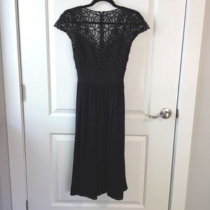 NWT Kate Spade black satin and macrame lace dress